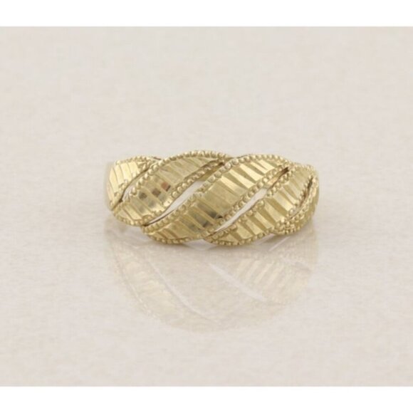 Unbranded Jewelry - 10k Yellow Gold Diamond Cut Patterned Band Ring Size 8 1/2